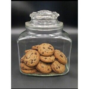Vtg Anchor Hocking Clear Glass Canister Cookie/ Biscuit Jar Industrial Farmhouse